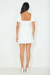 Riser Linen Blend Mini Dress White