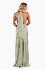 Lisa Maxi Dress ~ Moss Green Luxe Satin