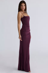 dark cherry corset maxi dress