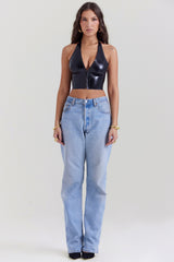 black latex halter top