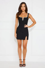 Jet To Monaco Embellished Mini Dress Black