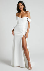 Ynes Bridal Gown - Off Shoulder Corset Split Gown in Ivory