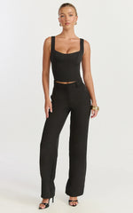 Isla Top - Scoop Neck Top in Black