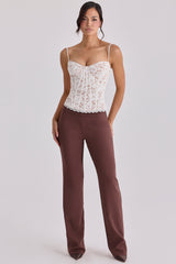 espresso brown straight leg trousers
