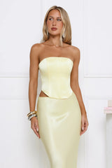 Literally Me Satin Strapless Corset Yellow