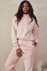 blush cotton fleece-back oversized hoodie