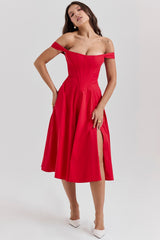 scarlet midi sundress
