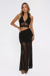 Pretty Standards Halter Maxi Dress Black