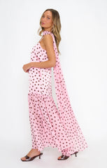 Dalia Maxi Dress ~ Pink Truffle Polka Dot