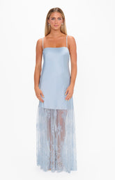 Vanity Dress ~ Steel Blue Luxe Satin