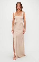 Lana Maxi Dress ~ Champagne Luxe Satin
