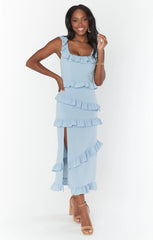 Greta Dress ~ Steel Blue Stretch