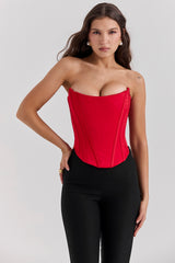 scarlet satin lace back corset