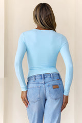 BASE Contour Simple Long Sleeve Top Blue