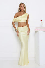 Literally Me Satin Maxi Skirt Yellow