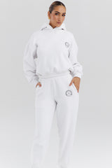 white cotton fleece-back hoodie