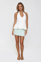 Casual Luxe Tailored Halter Top White