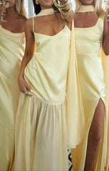 Dalia Maxi Dress ~ Pale Yellow Luxe Satin