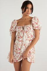 rose print mini dress