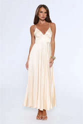 Elegance Found Pleated Maxi Dress Yellow