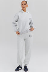 light grey marl cotton fleece-back hoodie