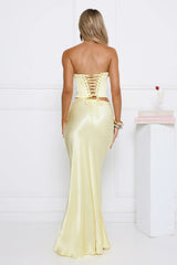 Literally Me Satin Strapless Corset Yellow