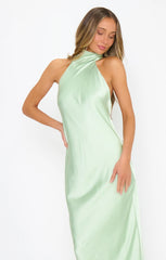 Lisa Maxi Dress ~ Pistachio Luxe Satin