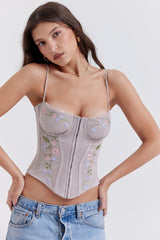 light lavender embroidered corset