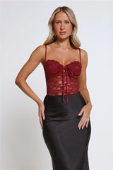 Promise Please Lace Bodysuit Burgundy