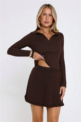 City Lights Glow Ribbed Long Sleeve Top Brown