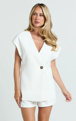 Maura Top - V Neck Cross Over Vest Top in White
