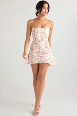 rose print draped corset dress