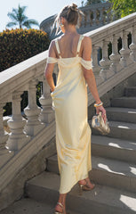 Bella Maxi Dress ~ Pale Yellow Luxe Satin