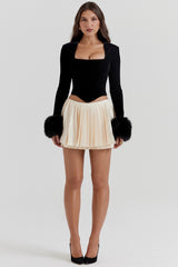 ivory pleated mini skirt