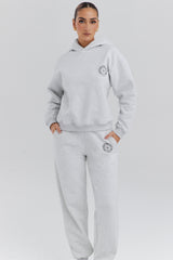 light grey marl cotton fleece-back hoodie