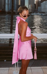 Lisa Mini Dress ~ Pink Luxe Satin