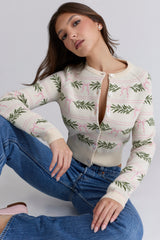 all over print wool cardigan
