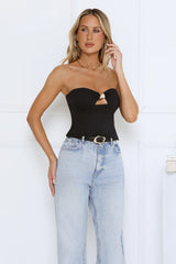 In the Sunlight Strapless Top Black