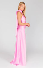 Lisa Maxi Dress ~ Pink Luxe Satin