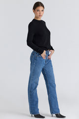 black cashmere + wool crew neck sweater