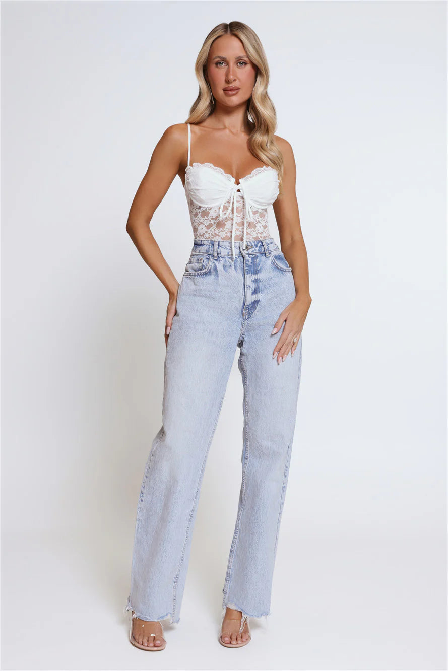 Promise Please Lace Bodysuit White