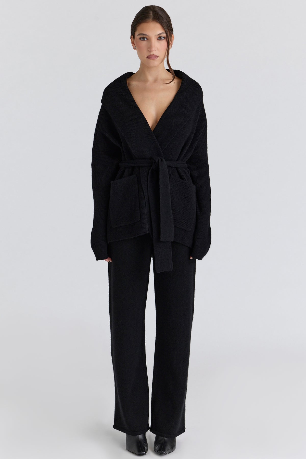 black cashmere + wool trousers