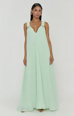 Heidi Maxi Dress ~ Pistachio Pleated Chiffon