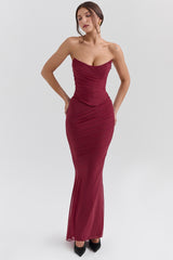 cabernet fluted hem mesh maxi skirt