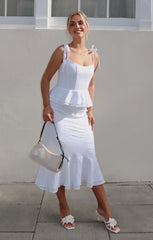 Pauline Peplum Dress ~ White