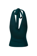 BASE Contour In Her Element Halter Cowl Top Green