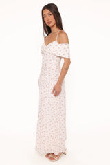 Mayven Maxi Dress - White Ditsy