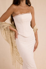 white cotton broderie anglaise midi skirt