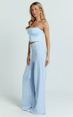 Delphine Top - Strap Straight Neck Top in Baby Blue
