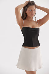 black & off white underwired top